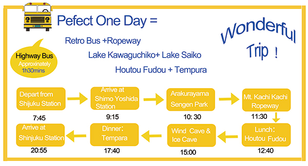 One Day Trip To Kawaguchiko From Tokyo Lake Kawaguchiko Fuji Q Highland Highway Buses Jp Japan